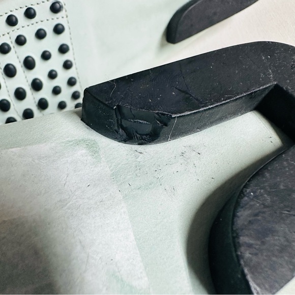 Tod's *Damaged* Gommino Leather Driving Shoes Light Mint Green Black - Picture 6 of 12